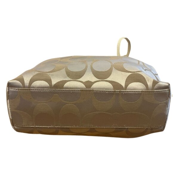 COACH Signature Laura Cream & Beige Large Shopper Tote - Picture 3 of 12